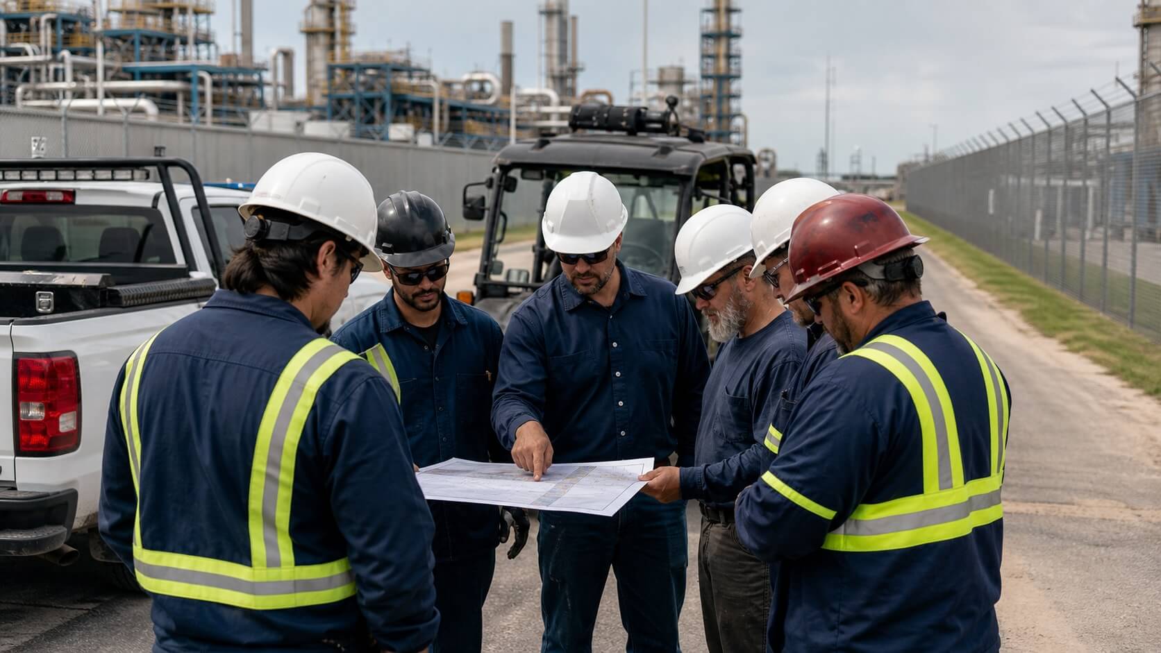 Crew with equipment